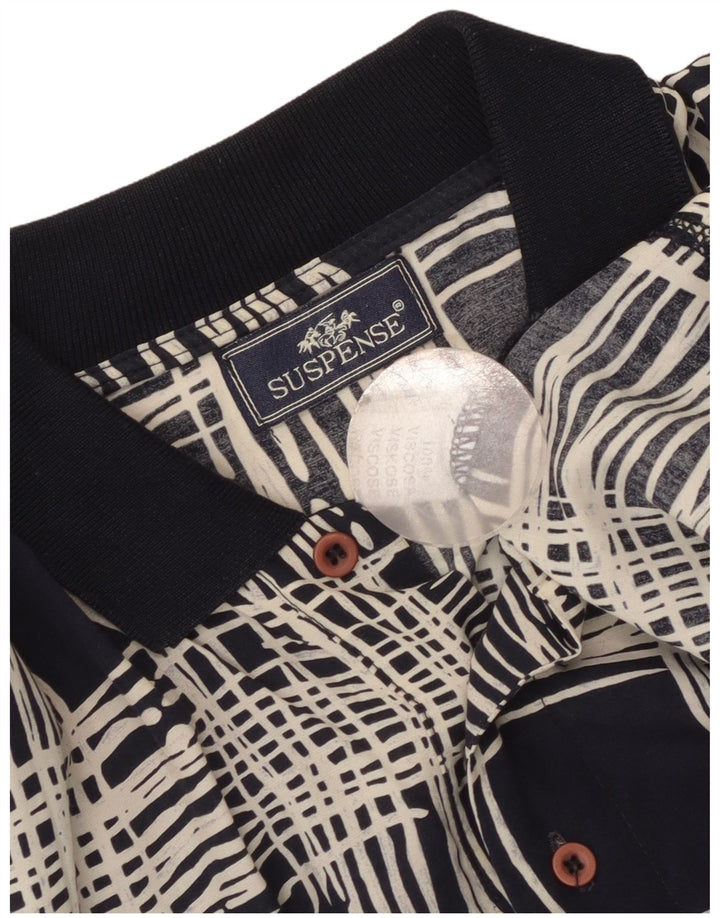 Suspense Chemise pull à manches courtes pour homme en viscose à carreaux bleu marine