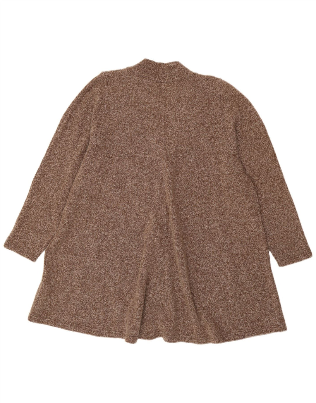 vintage Femmes Longline Oversize Cardigan Pull UK 14 Laine Brun Moyen