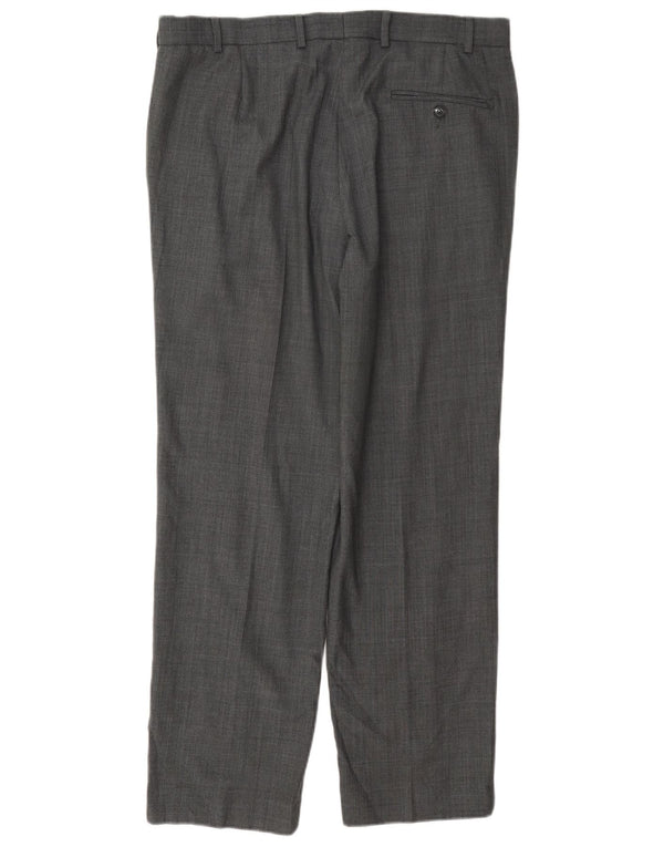 Marks & Spencer Mens Straight Suit Trousers W34 L31 Grey Polyester