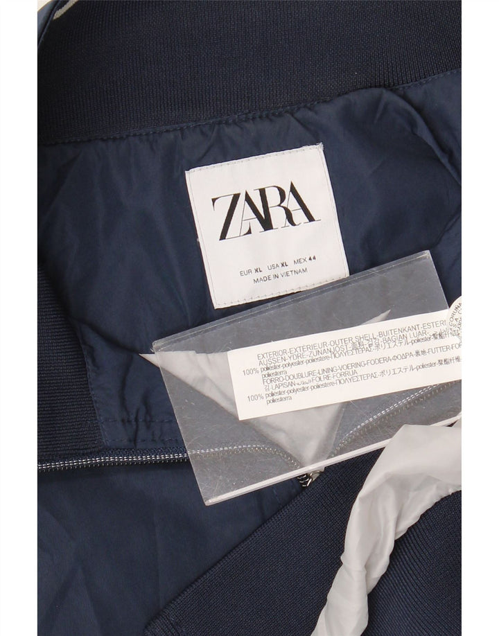 Zara Veste Bomber Homme UK 42 XL Bleu Marine Polyester