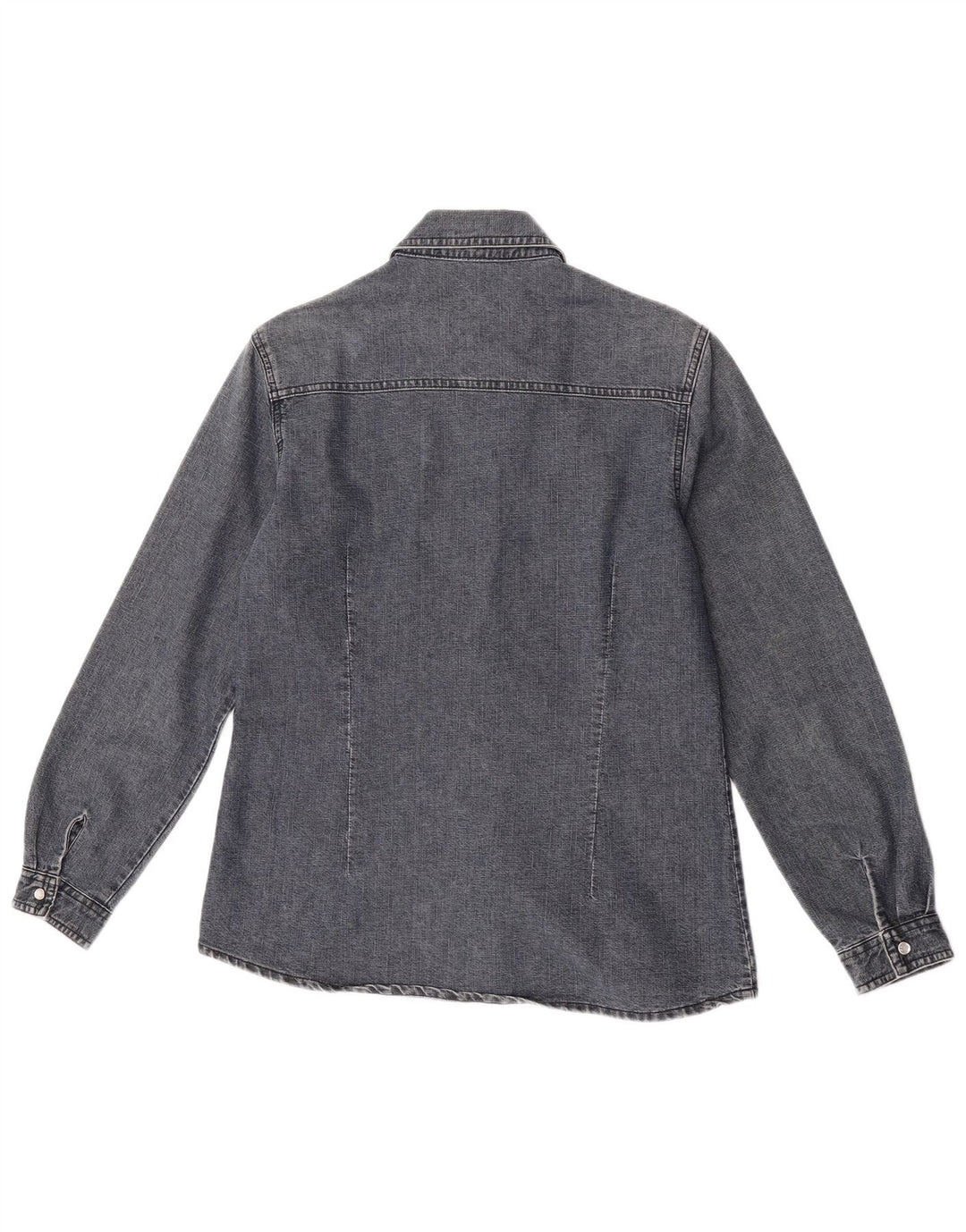 chemise en denim femme vintage UK 14 coton gris moyen