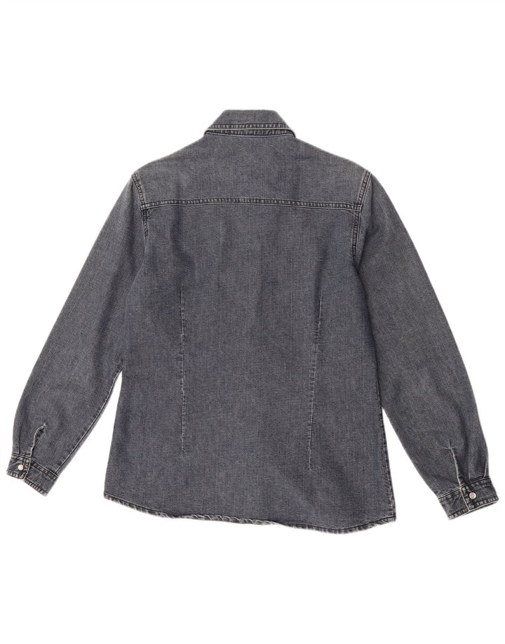 chemise en denim femme vintage UK 14 coton gris moyen