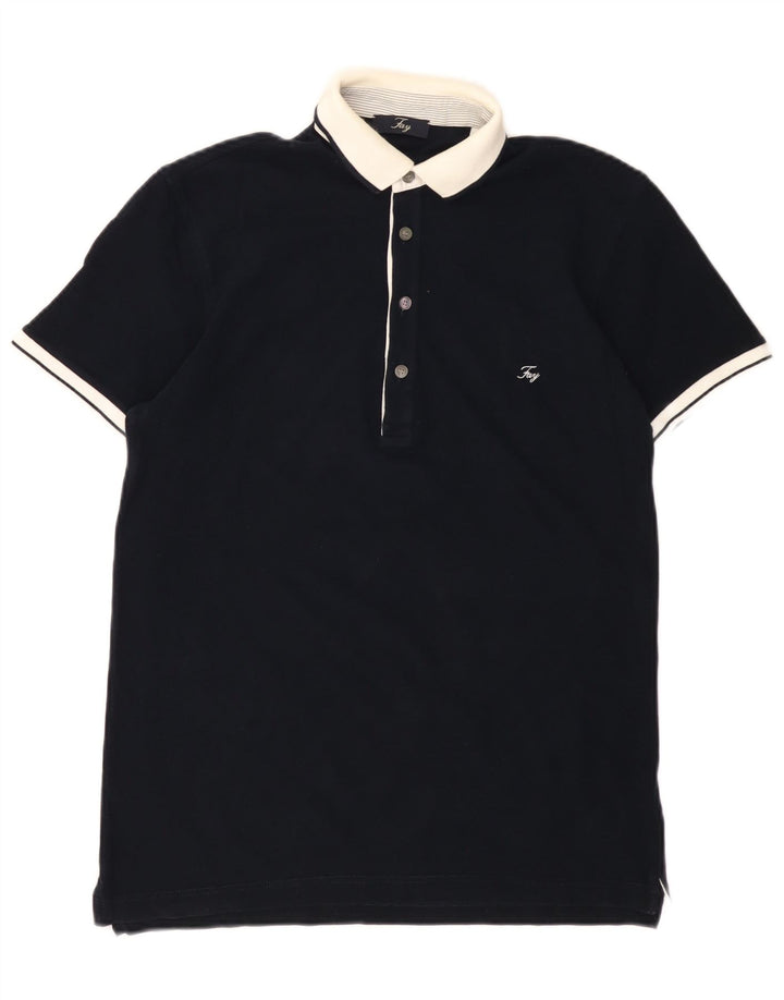 Fay Polo Homme IT 46 Small Bleu Marine Colourblock Coton