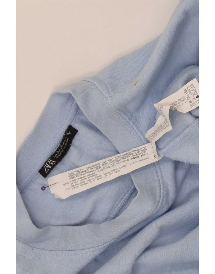Zara Womens Crop Sweatshirt Jumper UK 10 Petit Bleu Polyester
