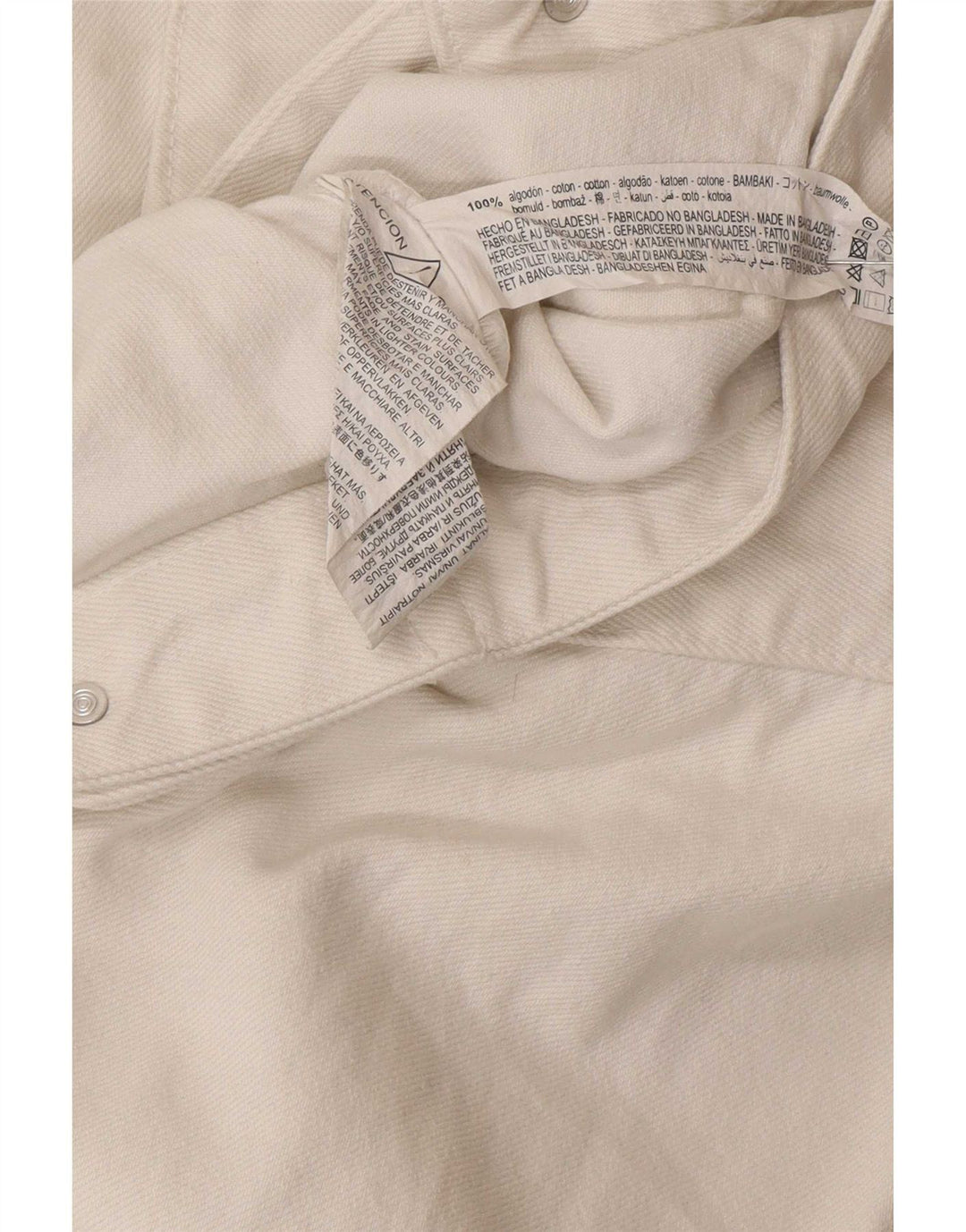 Zara Womens Crop Veste en jean surdimensionnée UK 6 XS Coton blanc