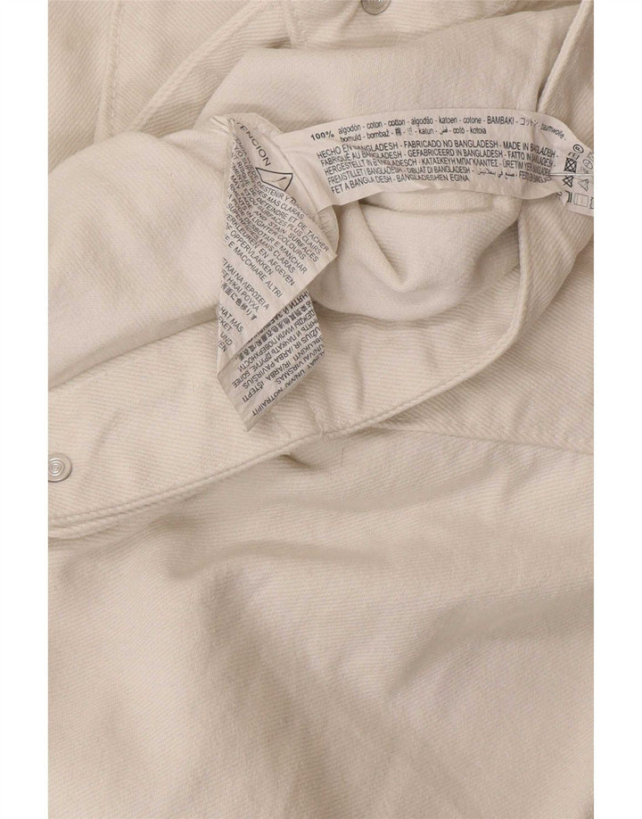 Zara Womens Crop Veste en jean surdimensionnée UK 6 XS Coton blanc