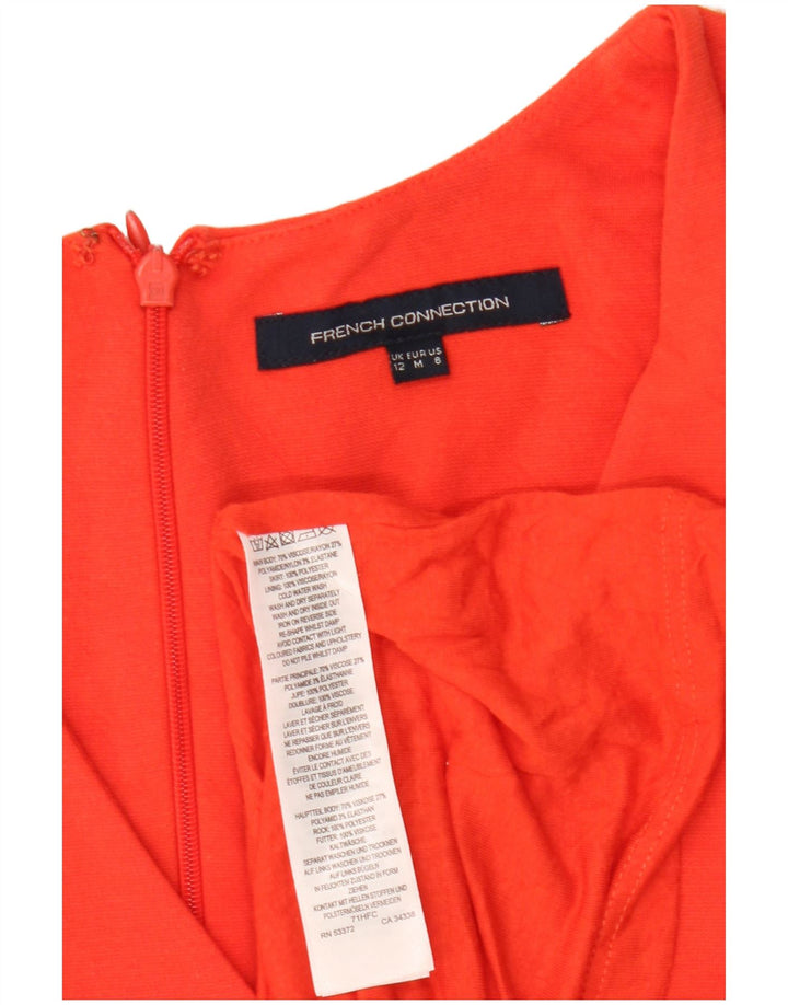 French Connection Robe trapèze sans manches pour femme UK 12 Orange moyen