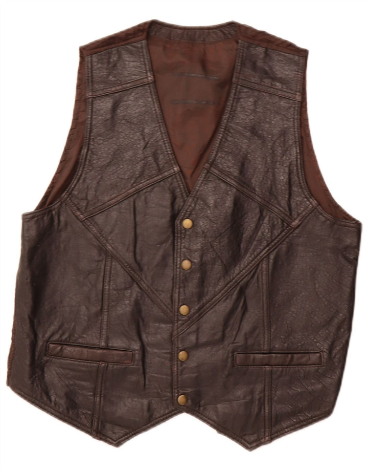 gilet en cuir homme vintage marron moyen