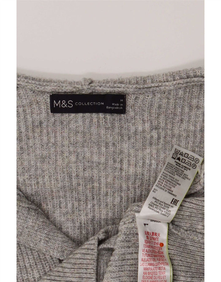Marks & Spencer Pull cardigan à capuche pour femme UK 14 Gris moyen Polyester