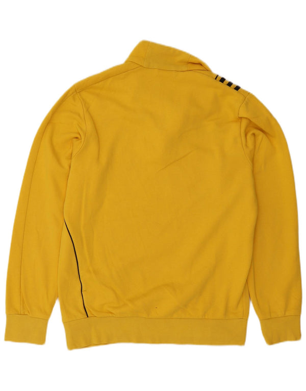 Adidas Mens Zip Neck Sweatshirt Jumper UK 40/42 Medium Yellow Cotton