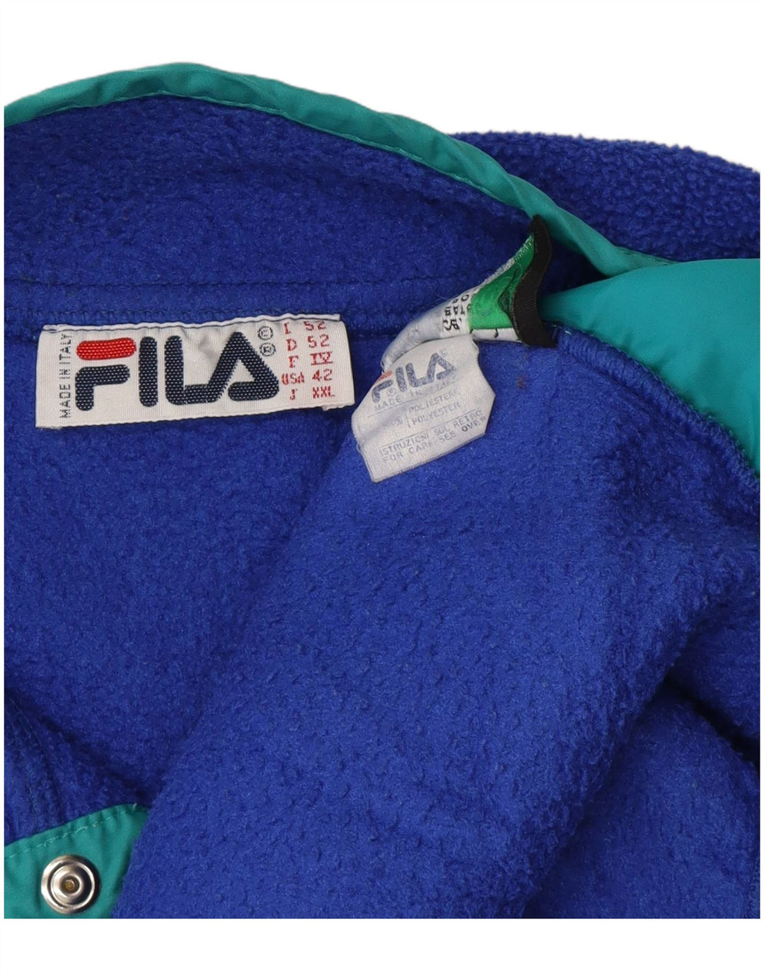 Fila Pull polaire à col boutonné pour homme IT 52 Large Bleu Polyester