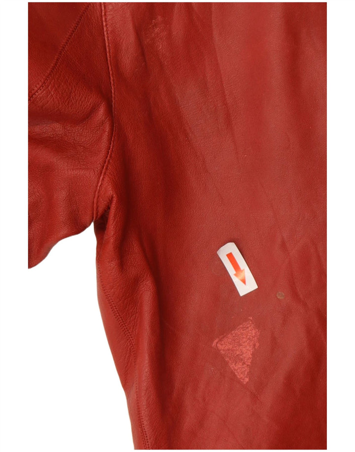 Massimo Dutti Veste de motard en cuir pour homme UK 36 Petit cuir rouge