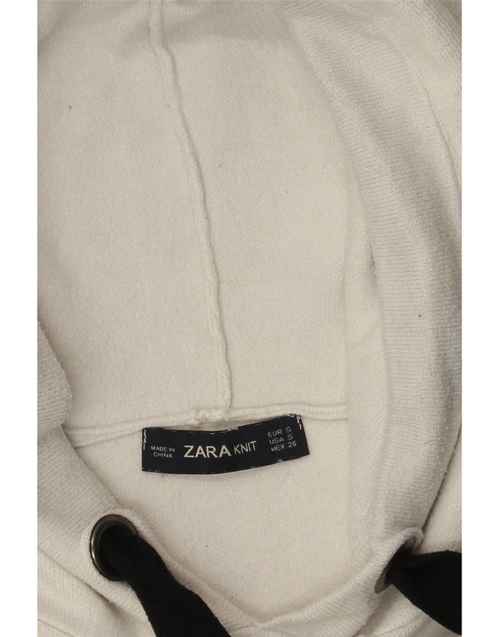 Zara Pull surdimensionné à capuche pour femme UK 10 Petit Blanc