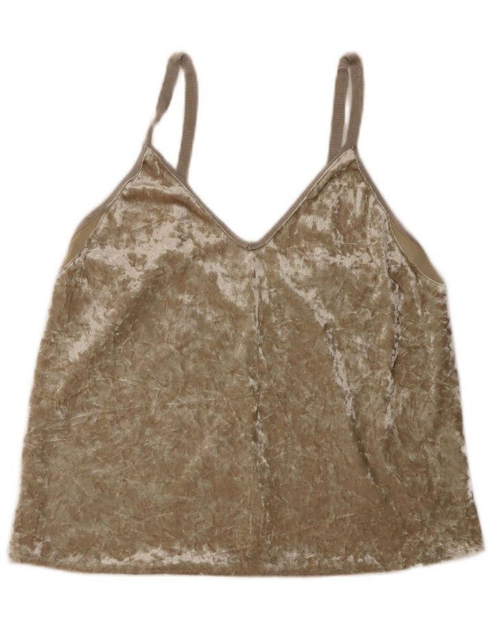 Zara Womens Crop Velvet Cami Top UK 12 Beige Moyen