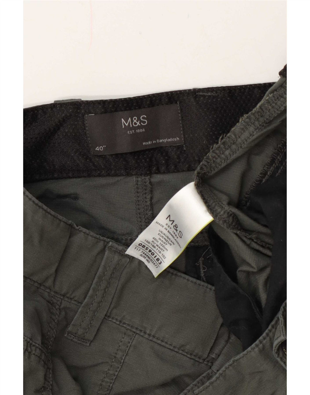 Marks & Spencer Short Cargo Homme W40 XL Kaki Coton