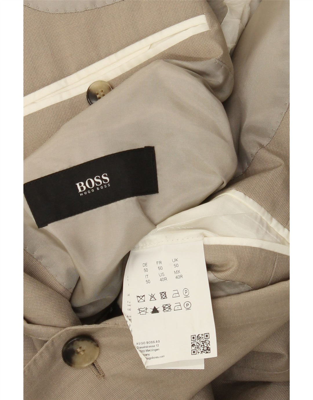 Hugo Boss Veste Blazer 2 Boutons Homme EU 50 Grande Laine Beige