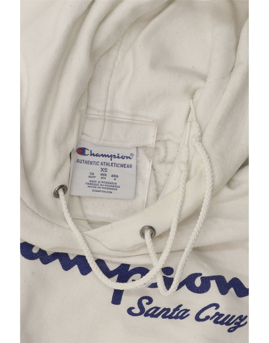 CHAMPION Mens Graphic Hoodie Jumper XS White Vintage Champion and Second-Hand Champion from Messina Hembry 