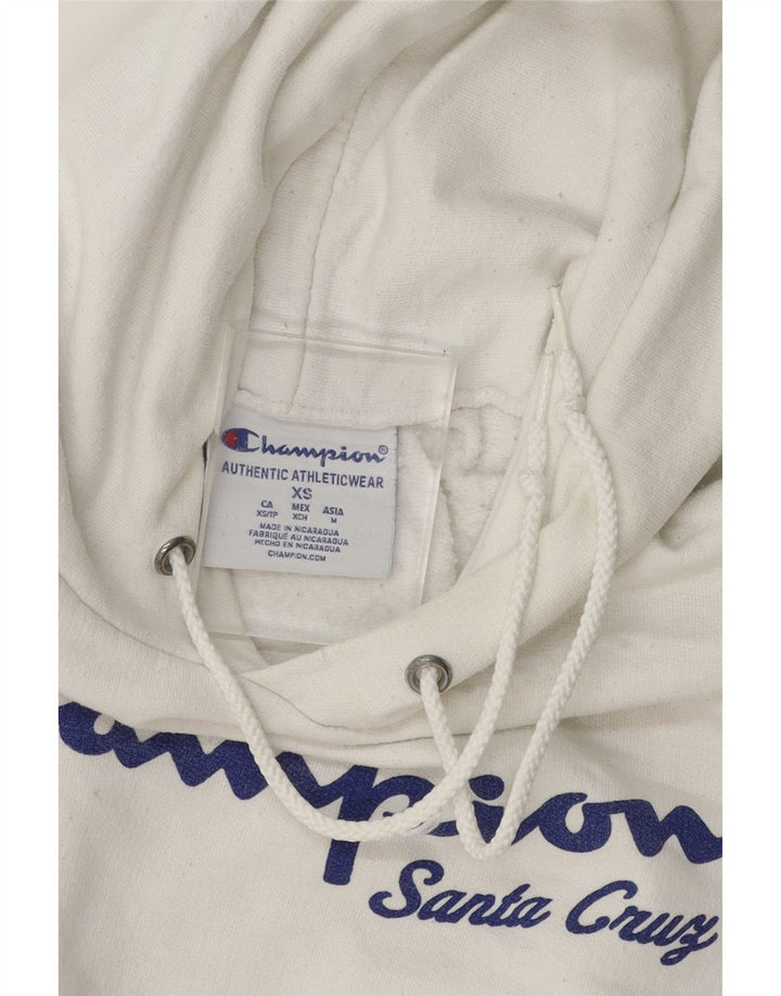 CHAMPION Mens Graphic Hoodie Jumper XS White Vintage Champion and Second-Hand Champion from Messina Hembry 