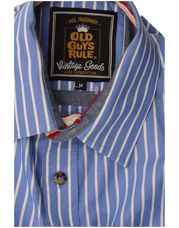 VINTAGE Chemise Homme Rayée Bleu Moyen