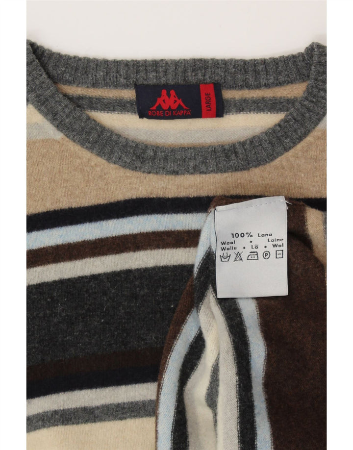 KAPPA Pull à col rond pour femme UK 16 Grandes rayures multicolores