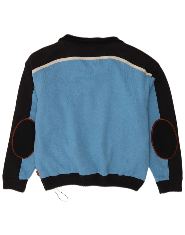 TCM Pull à col zippé pour homme Large Bleu Colorblock Acrylique
