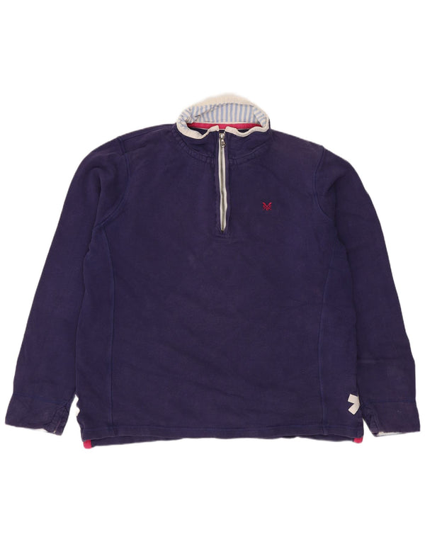Crew Clothing Sweat-shirt à col zippé pour femme UK 16 Large Bleu marine