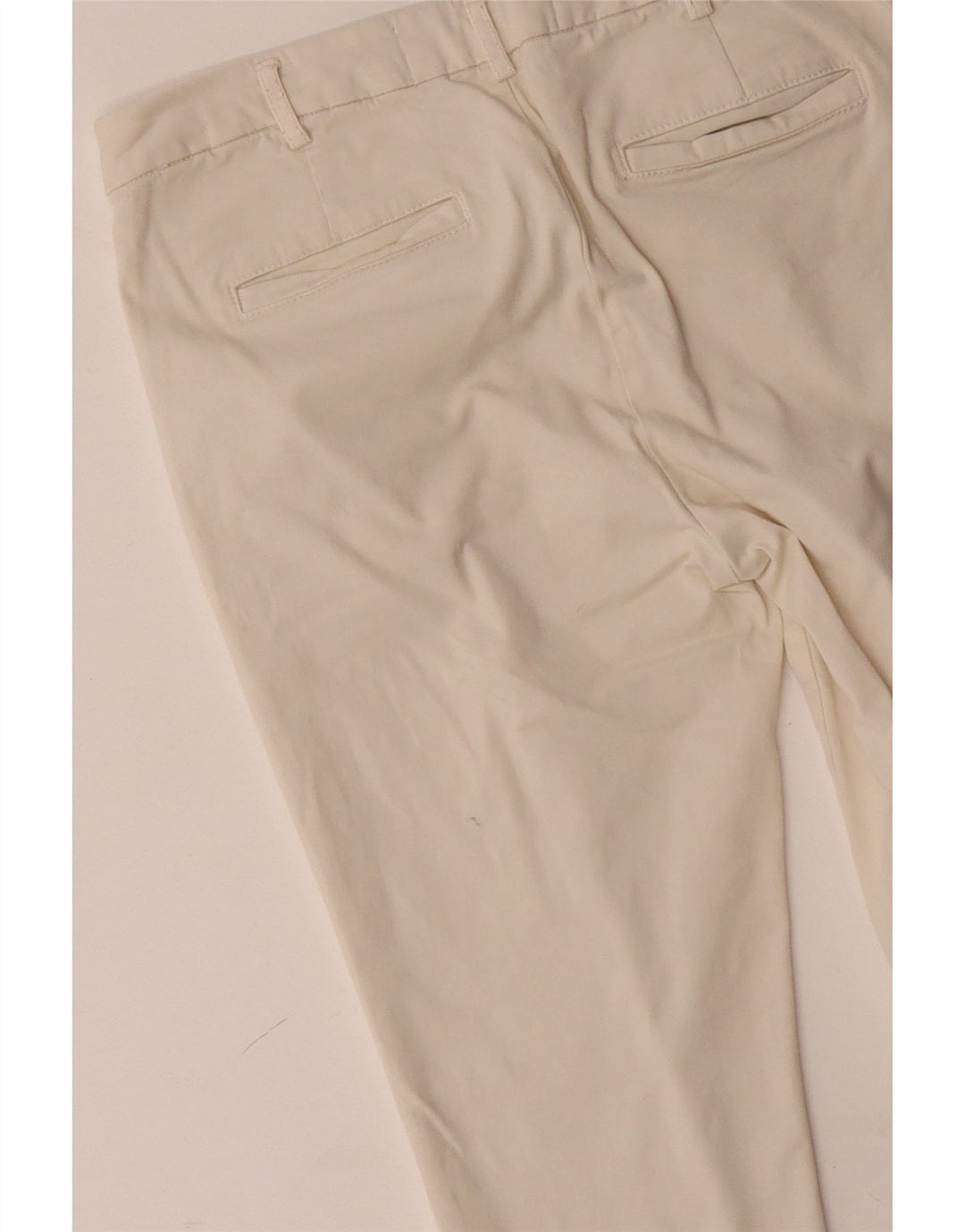 BENETTON Pantalon Chino Slim Femme UK 12 Moyen W32 L28 Coton Blanc Cassé