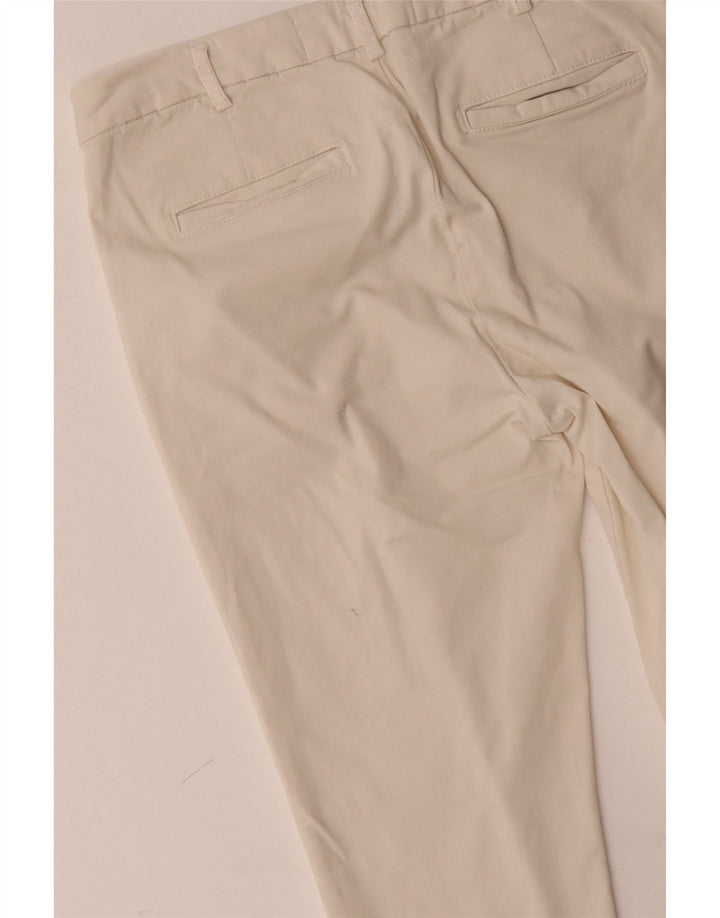 BENETTON Pantalon Chino Slim Femme UK 12 Moyen W32 L28 Coton Blanc Cassé