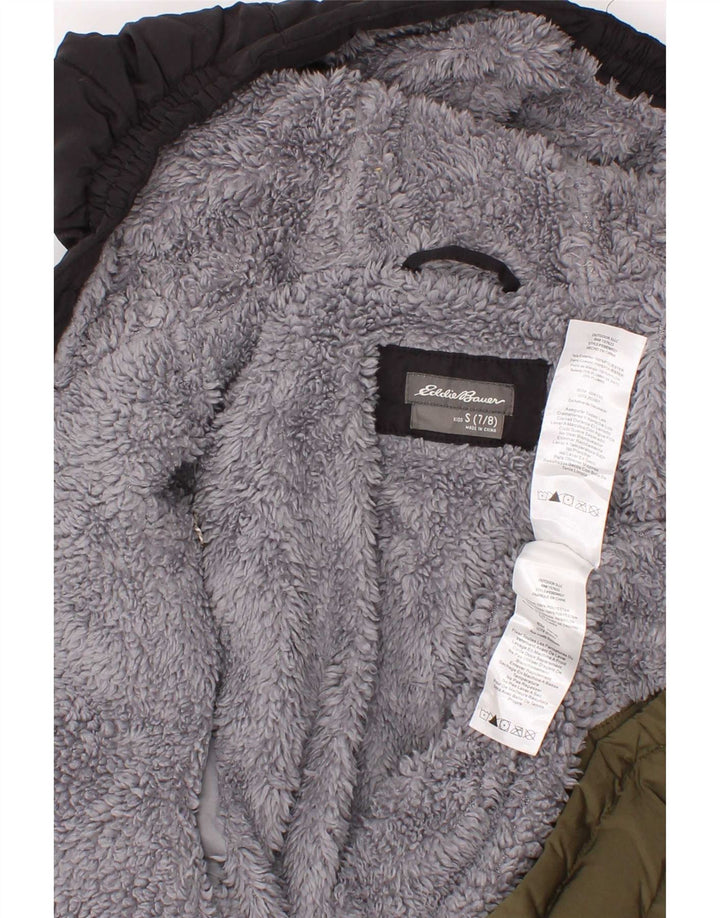 Eddie Bauer Veste matelassée à capuche pour garçon 7-8 ans Petit Kaki Colourblock