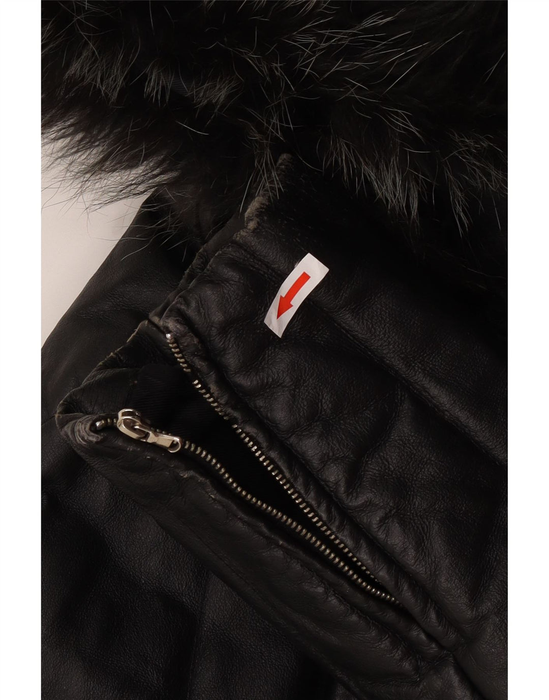 Veste en cuir à capuche femme vintage IT 48 XL Cuir noir