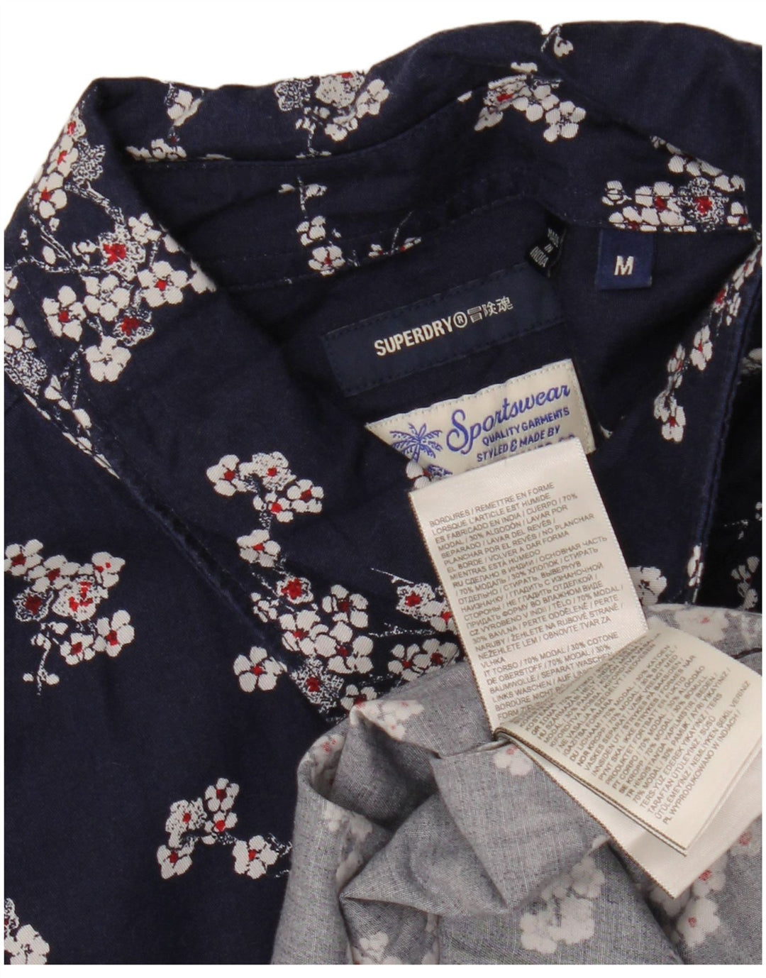 SUPERDRY Chemise à Manches Courtes Homme Bleu Marine Moyen Floral Modal