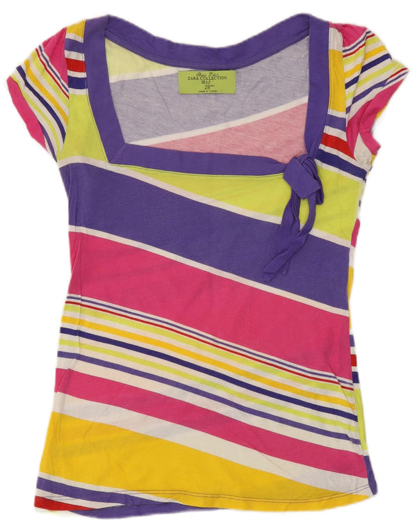 Zara Womens T-Shirt Top UK 12 Medium Multicolore Rayé