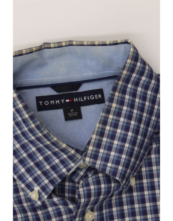 TOMMY HILFIGER Mens Shirt Medium Navy Blue Check Vintage Tommy Hilfiger and Second-Hand Tommy Hilfiger from Messina Hembry 