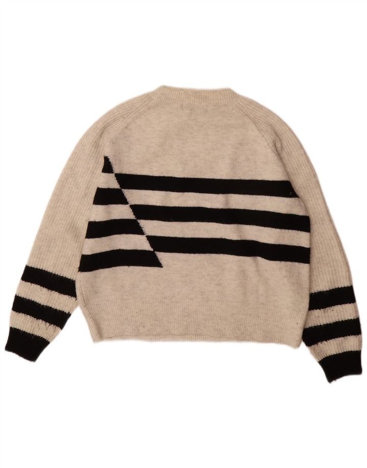 Marks & Spencer Pull ras du cou pour femme UK 14 Gris moyen rayé