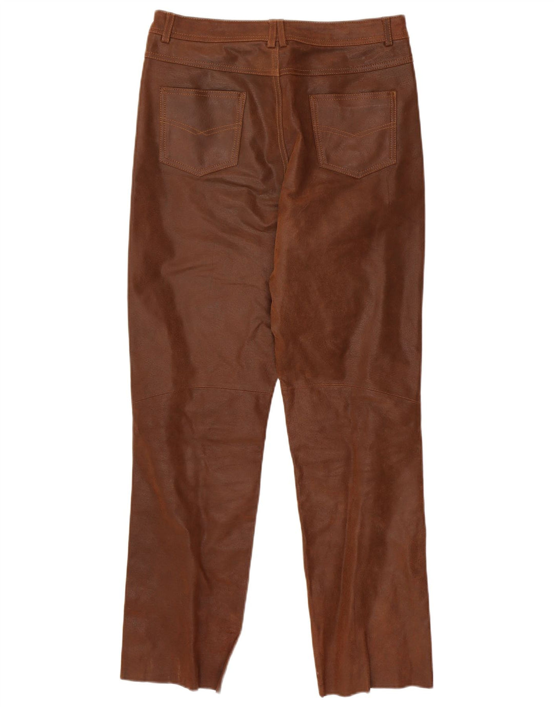 VINTAGE Pantalon droit en cuir homme UK 36 Petit W31 L30 Cuir Marron