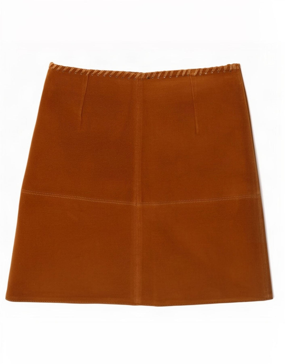 Zara Femme Mini Jupe En Daim Moyen W28 Cuir Beige