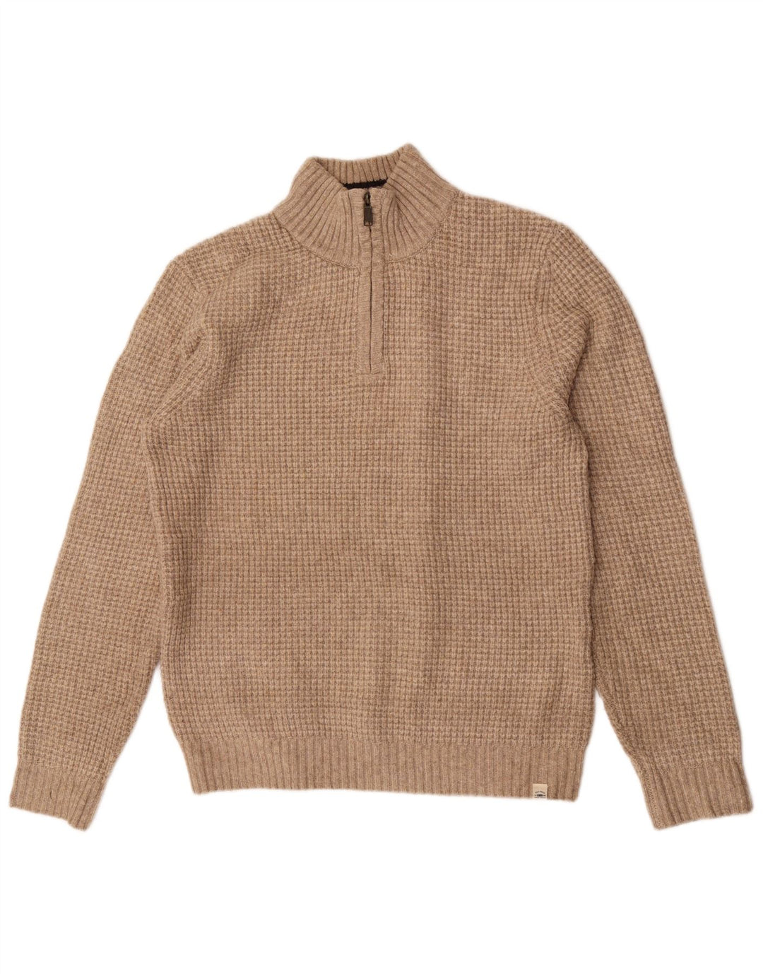 Fat Face Pull à col zippé pour homme Large Beige Acrylique