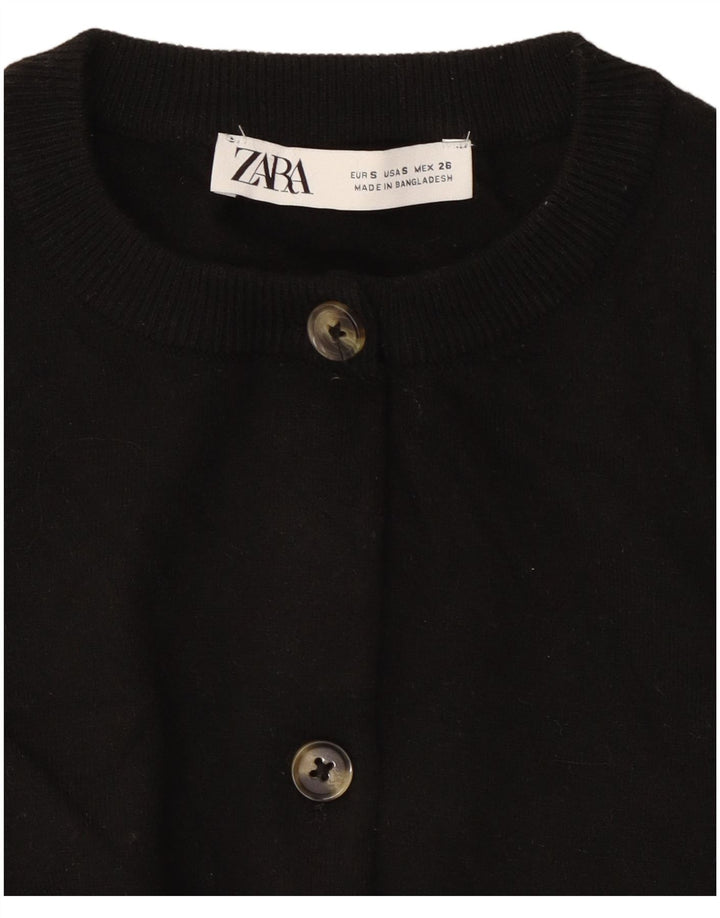 Zara Womens Crop Cardigan Pull UK 10 Petit Noir