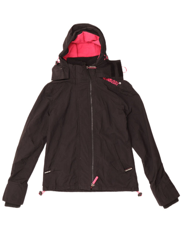 Superdry Veste coupe-vent à capuche pour femme UK 4 XS Nylon noir