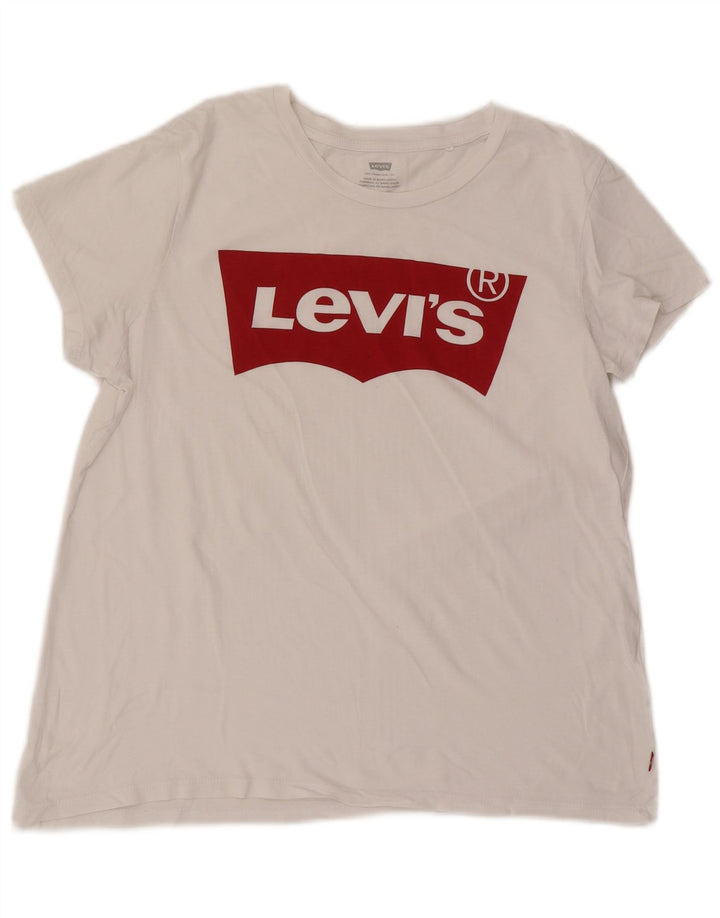 Levi's T-Shirt Graphique Femme UK 16 Large Blanc
