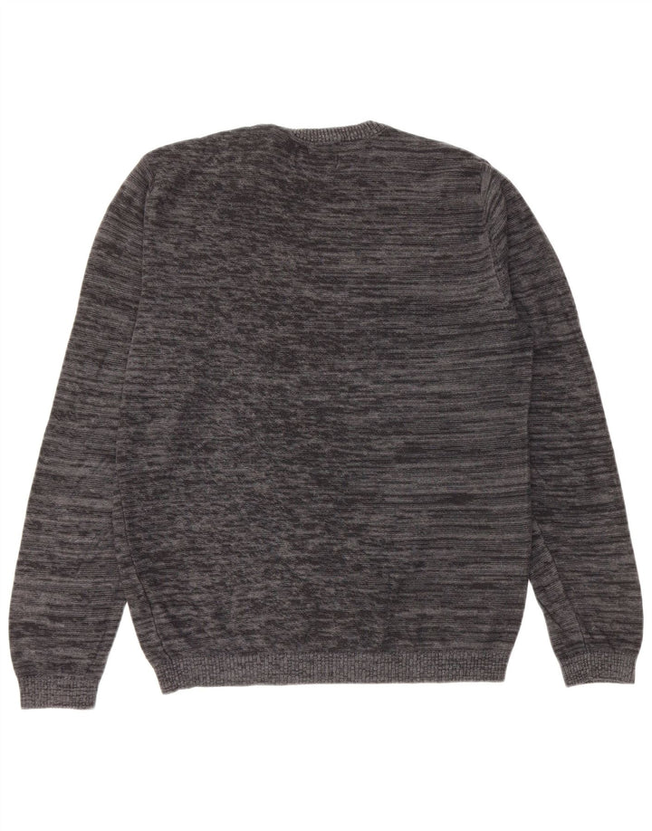 JACK & JONES Pull col rond homme petit gris coton moucheté
