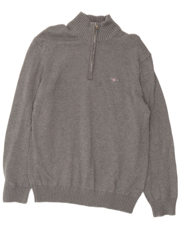 Gant Pull col zippé homme grand gris coton