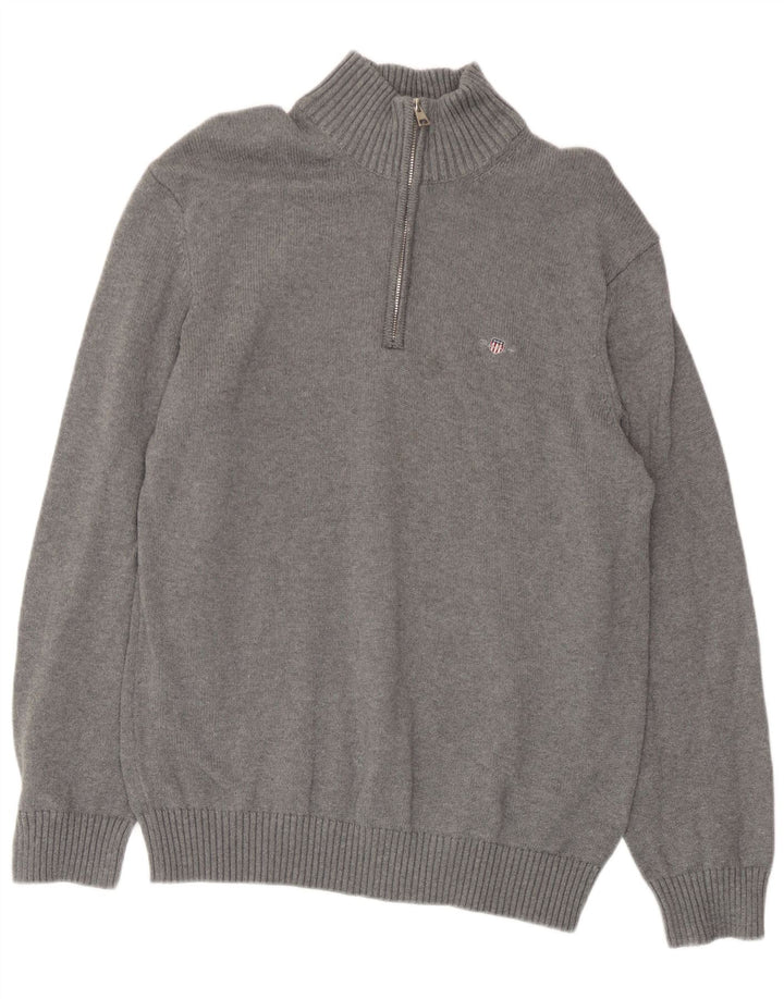 Gant Pull col zippé homme grand gris coton