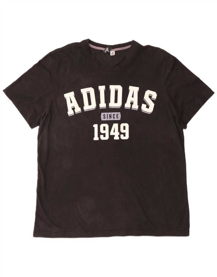 ADIDAS T-Shirt Graphique Homme Top 2XL Coton Noir