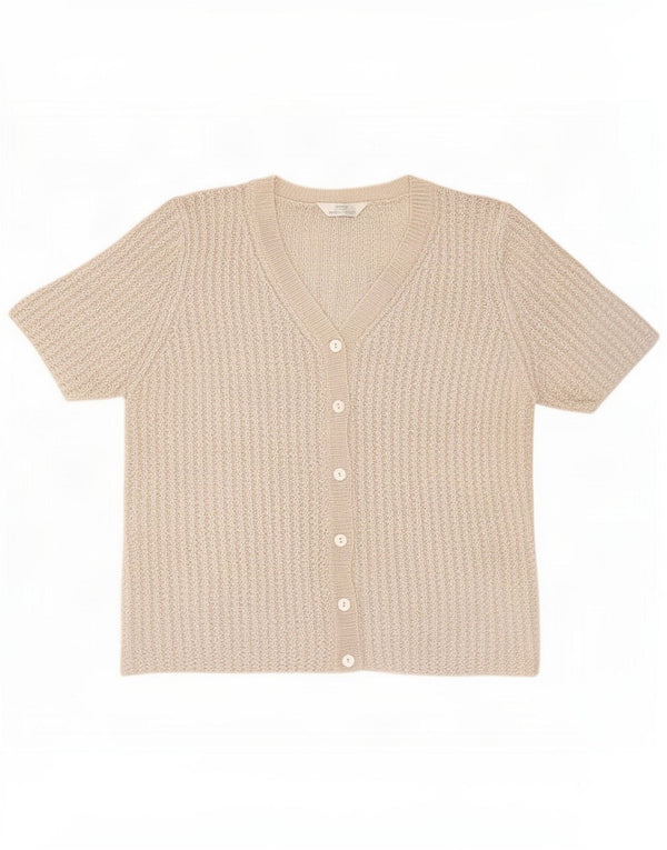 Marks & Spencer Pull cardigan à manches courtes pour femme UK 20 2XL Beige
