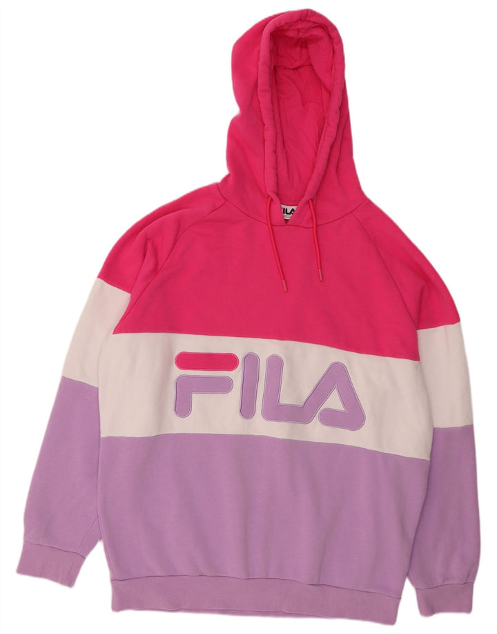 FILA Pull à capuche graphique pour femme UK 22 3XL Multicolore Colourblock