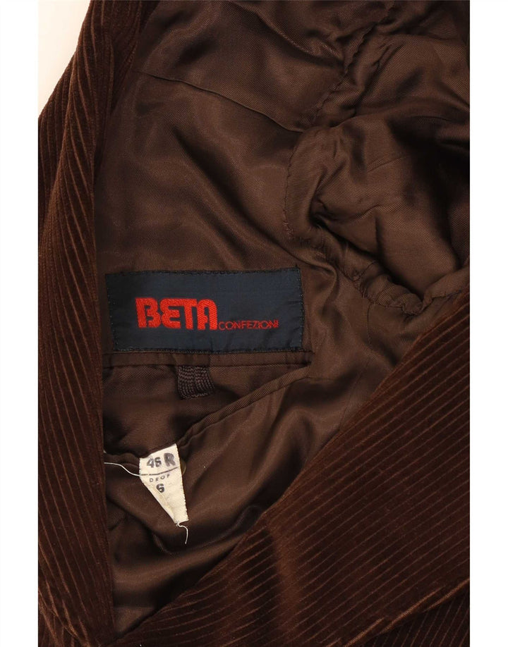 Beta Veste blazer en velours côtelé à 2 boutons pour homme IT 46 Small Marron