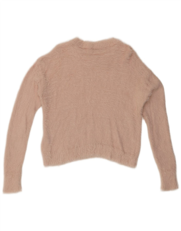 ZARA Femme Crop Crew Neck Jumper Pull UK 10 Petit Rose Polyamide