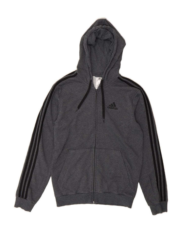 ADIDAS Mens Zip Hoodie Sweater Small Grey Polyester Vintage Adidas and Second-Hand Adidas from Messina Hembry 
