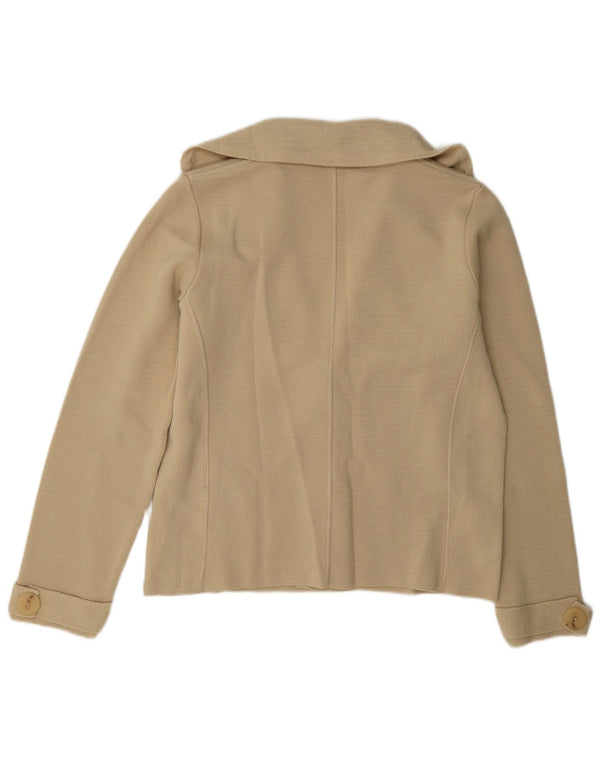 Hucke Veste blazer en tricot à 2 boutons pour femme UK 14 Grande laine beige